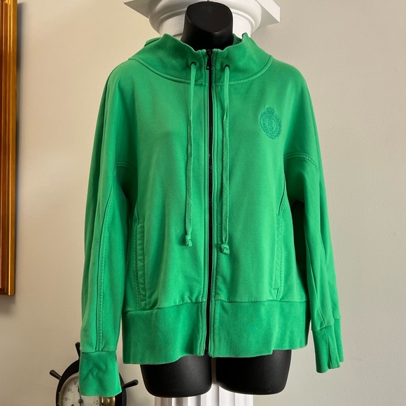 Ralph Lauren Active LRL Women's Green Full Zip Jacket Hoodie Crest Embroidered - Picture 3 of 11